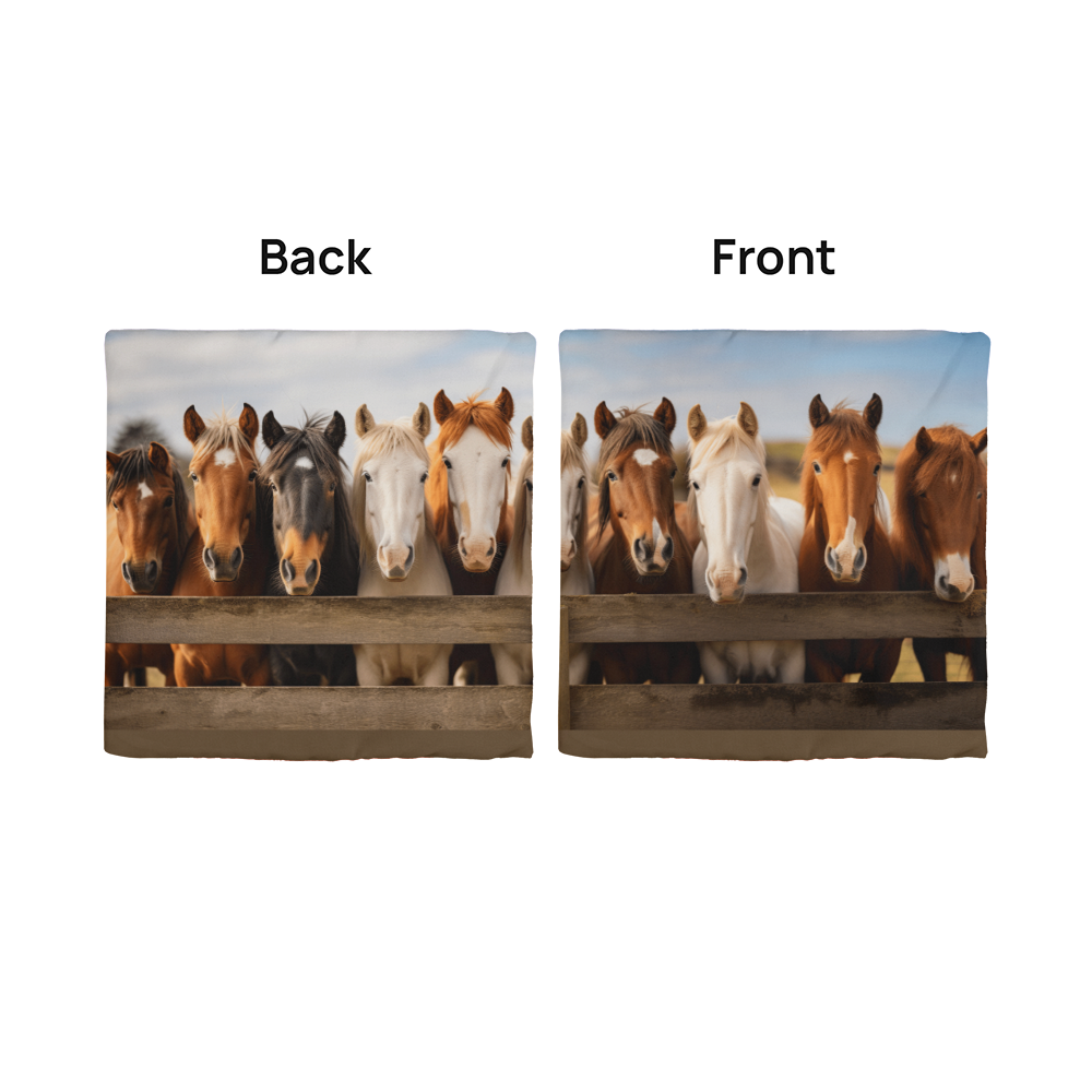 Hanging With My Buds – Rustic Horse Throw Pillow (Double-Sided)