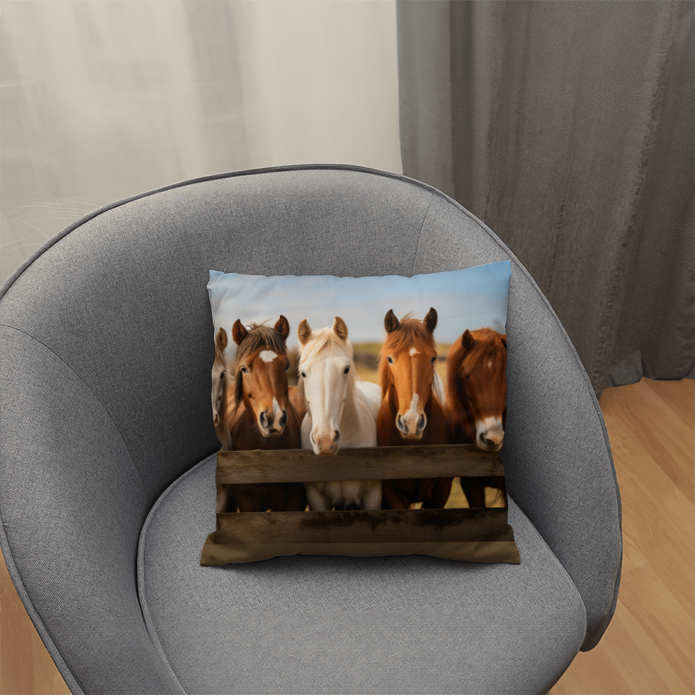 Hanging With My Buds – Rustic Horse Throw Pillow (Double-Sided)