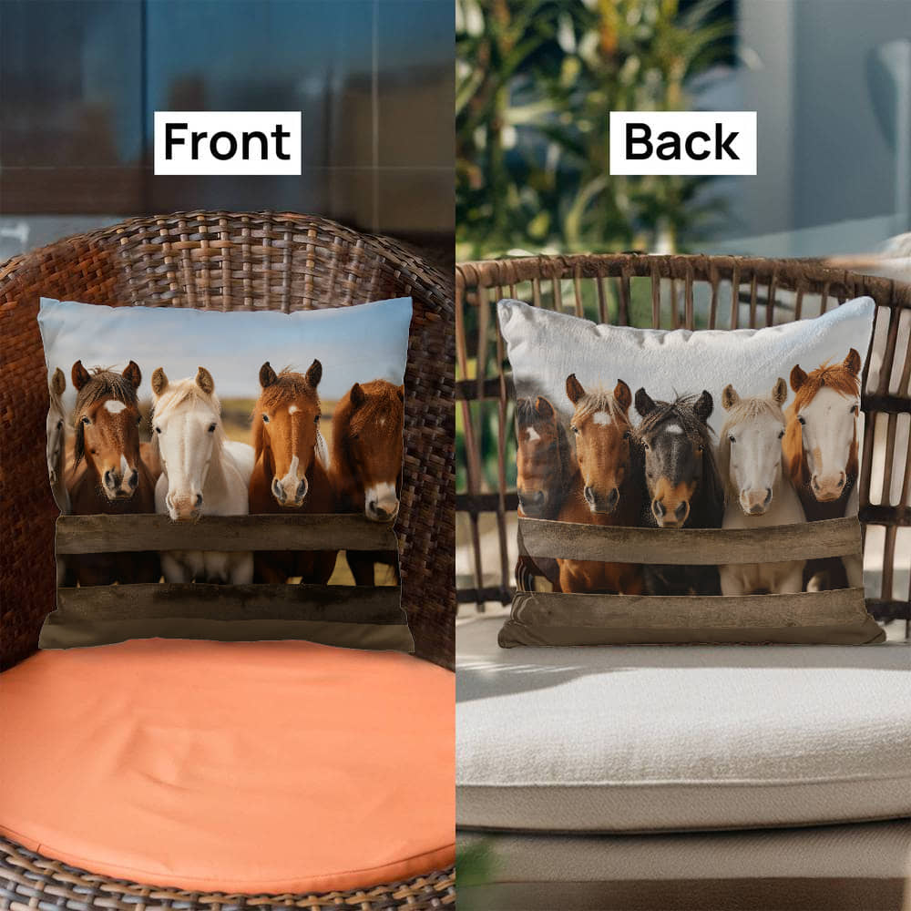 Hanging With My Buds – Rustic Horse Throw Pillow (Double-Sided)