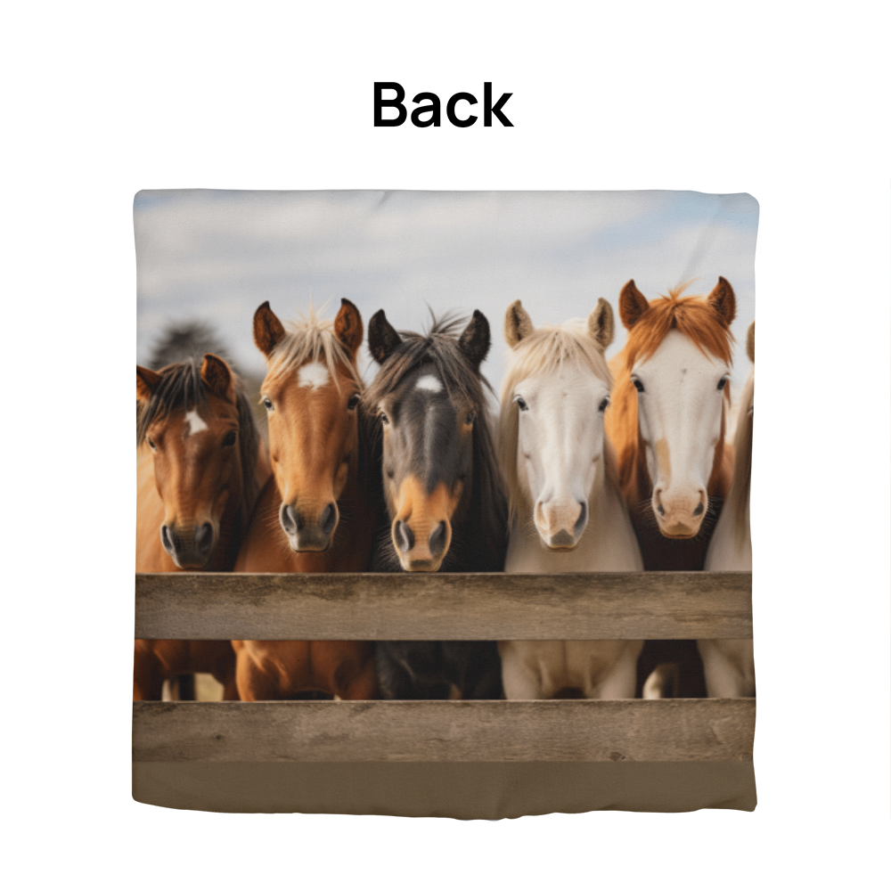 Hanging With My Buds – Rustic Horse Throw Pillow (Double-Sided)