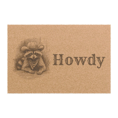 Howdy Raccoon - Rustic Welcome Mat