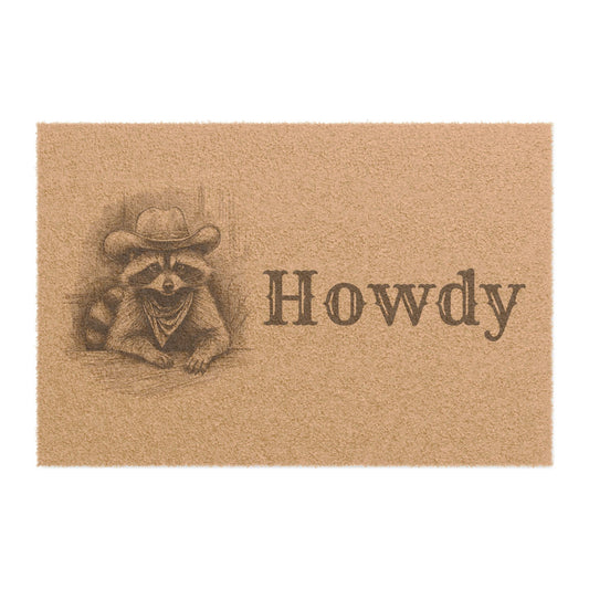 Howdy Raccoon - Rustic Welcome Mat