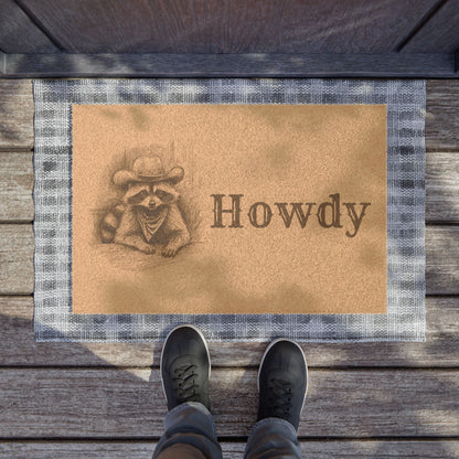 Howdy Raccoon - Rustic Welcome Mat