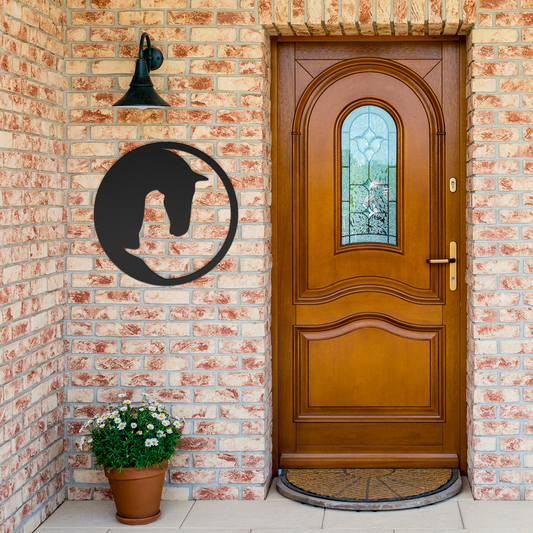 Horse_YingYang_Wall_Art_Black_Brick_Entrance_Mockup.png
