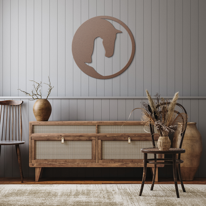Horse_YingYang_Wall_Art_Copper_Rustic_Hallway_Mockup.png