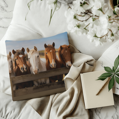 Hanging With My Buds – Rustic Horse Throw Pillow (Double-Sided)