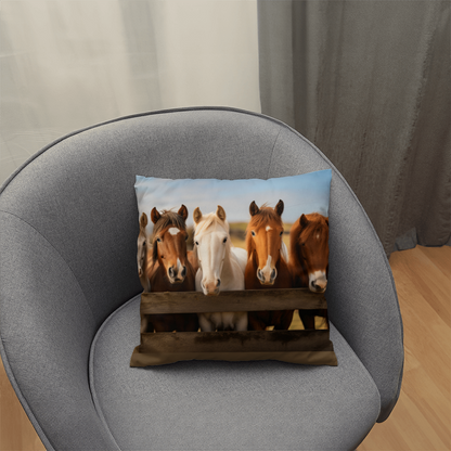 Hanging With My Buds – Rustic Horse Throw Pillow (Double-Sided)